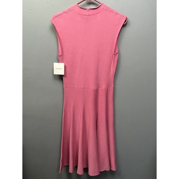 ELLEN TRACY Pink Ponte knit sleeveless V Neck drop waist dress size small NEW - Picture 2 of 6